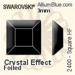 施华洛世奇 正方形 熨底平底石 (2400) 3mm - 透明白色 铝质水银底
