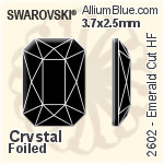 スワロフスキー Emerald カット ラインストーン ホットフィックス (2602) 14x10mm - クリスタル エフェクト 裏面アルミニウムフォイル