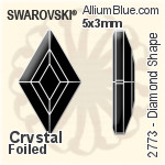 施華洛世奇 Emerald 切工 平底石 (2602) 3.7x2.5mm - 顏色 白金水銀底