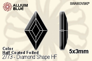 Swarovski Diamond Shape Flat Back Hotfix (2773) 5x3mm - Color (Half Coated) With Aluminum Foiling