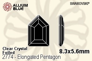 スワロフスキー Elongated Pentagon ラインストーン (2774) 8.3x5.6mm - クリスタル 裏面プラチナフォイル