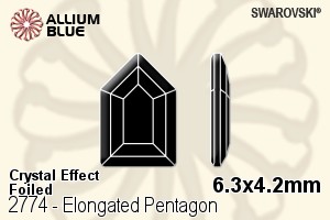 施華洛世奇 Elongated Pentagon 平底石 (2774) 6.3x4.2mm - 白色（半塗層） 白金水銀底