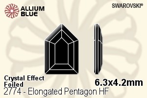 施华洛世奇 Elongated Pentagon 熨底平底石 (2774) 6.3x4.2mm - 白色（半涂层） 铝质水银底