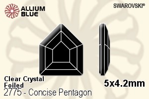 Swarovski Concise Pentagon Flat Back No-Hotfix (2775) 5x4.2mm - Clear Crystal With Platinum Foiling