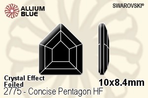 施华洛世奇 Concise Pentagon 熨底平底石 (2775) 10x8.4mm - 白色（半涂层） 铝质水银底