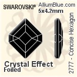 施华洛世奇 Concise Hexagon 平底石 (2777) 5x4.2mm - 透明白色 白金水银底