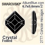 施华洛世奇 Concise Hexagon 熨底平底石 (2777) 10x8.4mm - 透明白色 铝质水银底