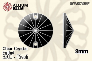 Swarovski Rivoli Sew-on Stone (3200) 8mm - Clear Crystal With Platinum Foiling