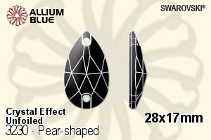 スワロフスキー Pear-shaped ソーオンストーン (3230) 28x17mm - クリスタル エフェクト 裏面にホイル無し