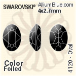 施华洛世奇 椭圆形 花式石 (4120) 4x2.7mm - 白色（半涂层） 白金水银底