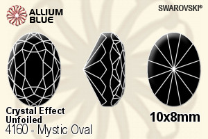 施華洛世奇 Mystic 橢圓形 花式石 (4160) 10x8mm - 白色（半塗層） 無水銀底