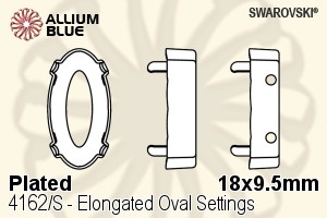 スワロフスキー Elongated Ovalファンシーストーン石座 (4162/S) 18x9.5mm - メッキ