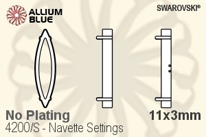 スワロフスキー Navetteファンシーストーン石座 (4200/S) 11x3mm - メッキなし