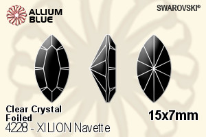 Swarovski XILION Navette Fancy Stone (4228) 15x7mm - Clear Crystal With Platinum Foiling