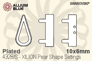 スワロフスキー XILION Pear Shapeファンシーストーン石座 (4328/S) 10x6mm - メッキ