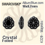 施华洛世奇 Majestic 花式石 (4329) 10x8.7mm - 白色（半涂层） 白金水银底