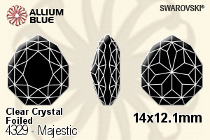 施華洛世奇 Majestic 花式石 (4329) 14x12.1mm - 透明白色 白金水銀底