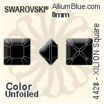 施華洛世奇XILION施亮正方形 花式石 (4428) 8mm - 白色（半塗層） 白金水銀底