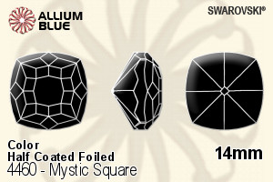 Swarovski Mystic Square Fancy Stone (4460) 14mm - Color (Half Coated) With Platinum Foiling