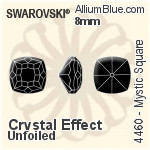 Swarovski Mystic Square Fancy Stone (4460) 8mm - Clear Crystal With Platinum Foiling