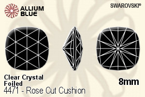 Swarovski Rose Cut Cushion Fancy Stone (4471) 8mm - Clear Crystal With Platinum Foiling