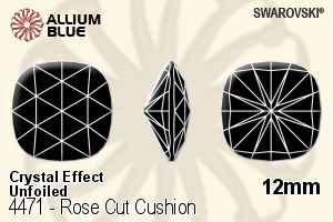 Swarovski Rose Cut Cushion Fancy Stone (4471) 12mm - Crystal Effect Unfoiled