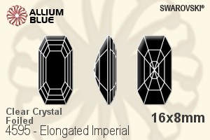 スワロフスキー Elongated Imperial ファンシーストーン (4595) 16x8mm - クリスタル 裏面プラチナフォイル