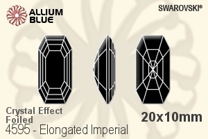 スワロフスキー Elongated Imperial ファンシーストーン (4595) 20x10mm - クリスタル エフェクト 裏面プラチナフォイル