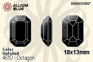 スワロフスキー Octagon ファンシーストーン (4610) 18x13mm - カラー 裏面にホイル無し