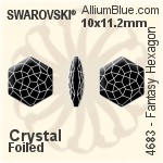 施華洛世奇 Fantasy Hexagon 花式石 (4683) 7.8x8.7mm - 白色（半塗層） 白金水銀底