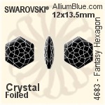 スワロフスキー Fantasy Hexagon ファンシーストーン (4683) 10x11.2mm - クリスタル 裏面プラチナフォイル