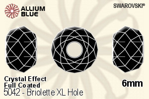 施华洛世奇 Briolette XL Hole 串珠 (5042) 6mm - 白色（半涂层） (Full Coated)