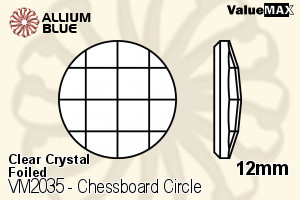 バリューマックス Chessboard Circle Flat Back (VM2035) 12mm - クリスタル 裏面フォイル