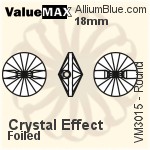 ValueMAX Round Sew-on Stone (VM3015) 16mm - Crystal Effect With Foiling