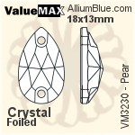 ValueMAX Pear Sew-on Stone (VM3230) 18x13mm - Clear Crystal With Foiling