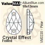 ValueMAX Pear Sew-on Stone (VM3230) 18x13mm - Crystal Effect With Foiling