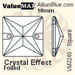 ValueMAX Square Sew-on Stone (VM3240) 10mm - Clear Crystal With Foiling