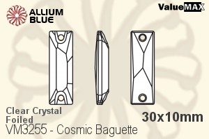 ValueMAX Cosmic Baguette Sew-on Stone (VM3255) 30x10mm - Clear Crystal With Foiling