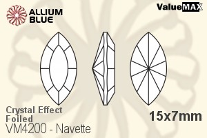 バリューマックス Navette ファンシーストーン (VM4200) 15x7mm - クリスタル エフェクト 裏面フォイル