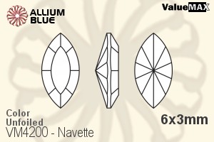 バリューマックス Navette ファンシーストーン (VM4200) 6x3mm - カラー 裏面にホイル無し