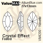 ValueMAX Navette Fancy Stone (VM4200) 27x13mm - Crystal Effect With Foiling