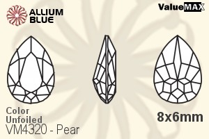 VALUEMAX CRYSTAL Pear Fancy Stone 8x6mm Jet