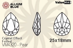 ValueMAX Pear Fancy Stone (VM4320) 25x18mm - Crystal Effect With Foiling