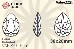 ValueMAX Pear Fancy Stone (VM4320) 30x20mm - Color Unfoiled