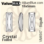 ValueMAX Princess Baguette Fancy Stone (VM4547) 15x5mm - Clear Crystal With Foiling