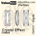 ValueMAX Princess Baguette Fancy Stone (VM4547) 21x7mm - Crystal Effect With Foiling