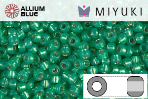 MIYUKI丸シードビーズ (RR11-0646) 丸小ビーズ 11/0 - Silverlined Dyed Green