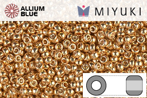 MIYUKI Round Rocailles Seed Beads (RR15-0182) 15/0 Extra Small - Silver Galvanize Dyed Gold