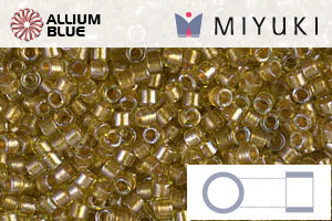 MIYUKI Delica® Seed Beads (DB0909) 11/0 Round - Sparkling Honey Beige Lined Chartreuse