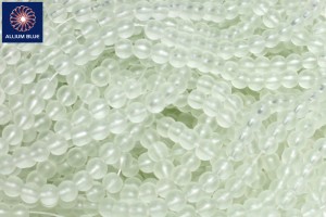 Glass Beads Strand, Glass, White (Frosted), 6mm